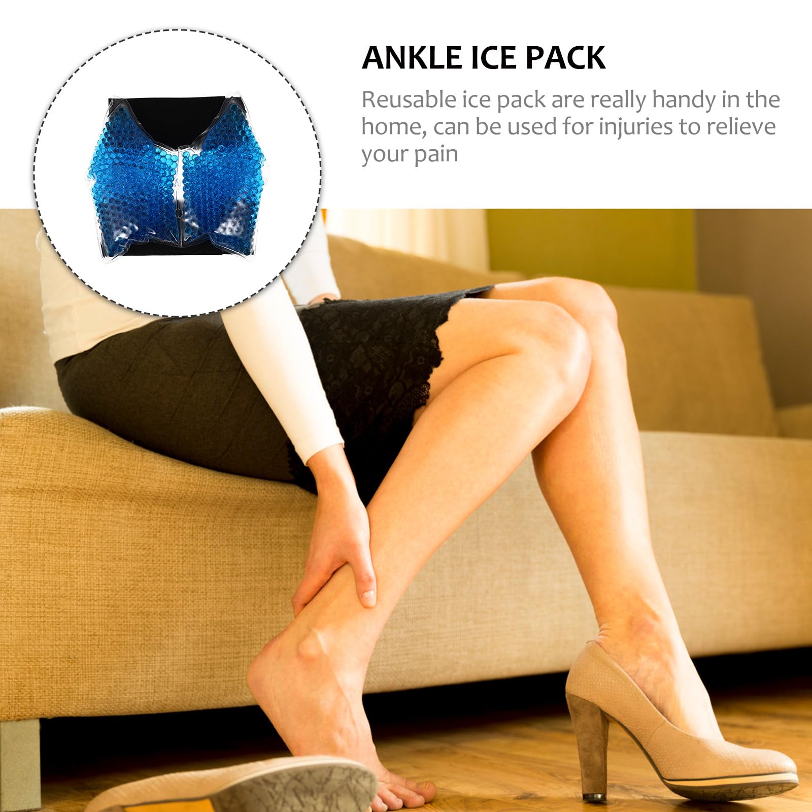 Outanaya Sacchetto Ghiaccio Caviglia in Gel Riutilizzabile Pvc Blu e Gonfiore, Impacco Freddo per Corpo e Caviglie per Sport e Riabilitazione