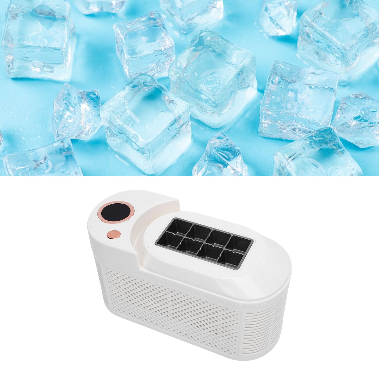 HEEPDD Fabricante de Hielo Portátil de Hielo Encimera Fabricante de Hielo de Escritorio de Escritorio con Doble Energía para Acampar de Automóviles en Casa 8 Cubos (Enchufe de la UE)