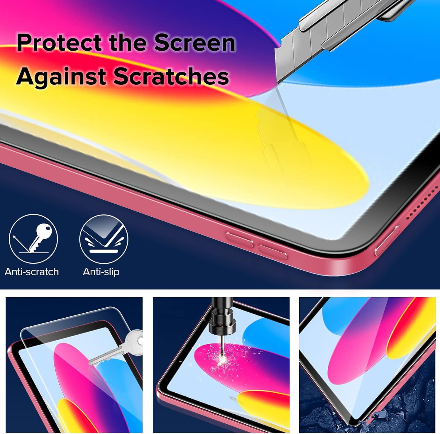 ivoler [2 Pack] Screen Protector for Apple iPad 10th 10.9" 2022 Generation(A2757), Tempered Glass Scratch Resistant HD Clarity, Apple Pencil Compatible For iPad 10th Gen 10.9 inch 2022 Released