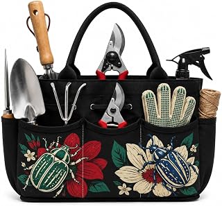 Beetle Bloom Garden Tool Bag Organizer for Farmhouse Flower Beds
