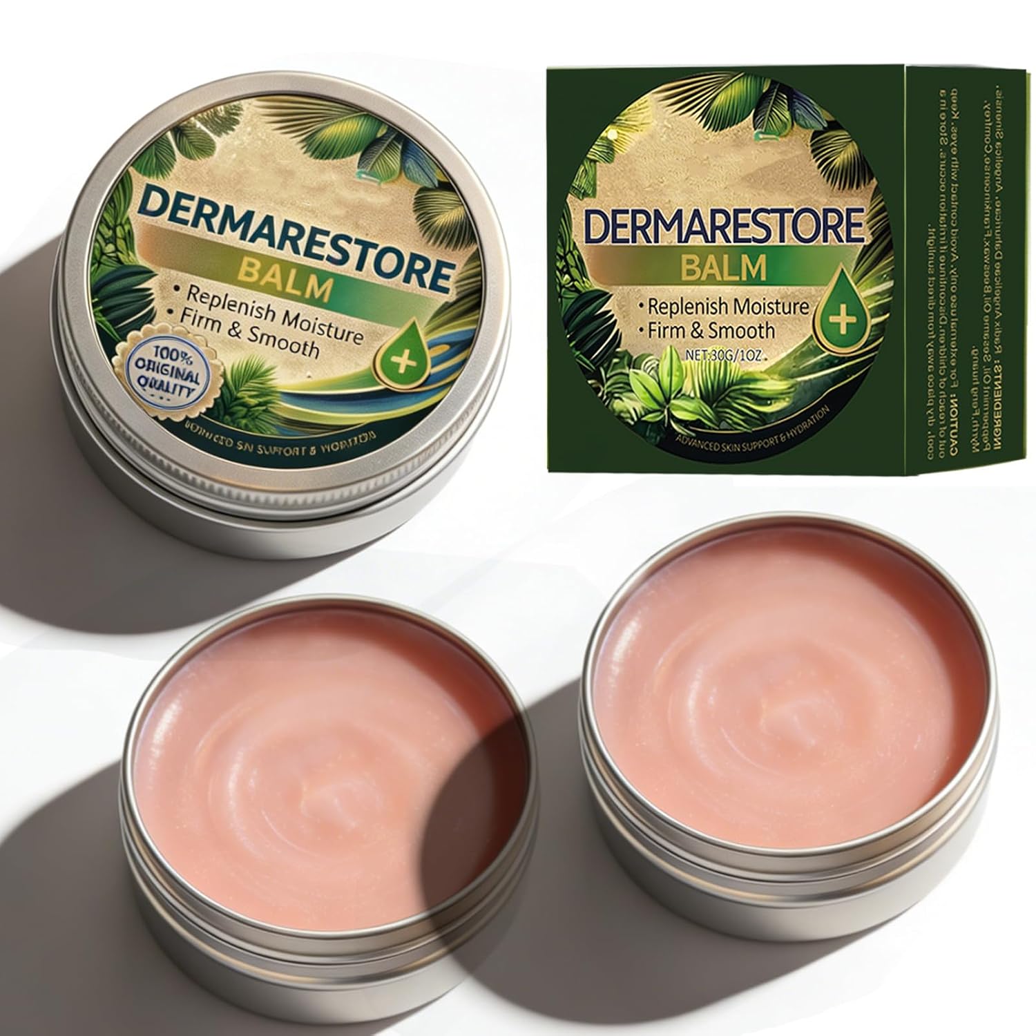 Derma Restore Balm, 2 Box Miracle Balm Natural Ingredients for Back, Hands, Feet and Body, Gentle and Skin Friendly, Moisturizing & Hydration Cream for Crepey Skin