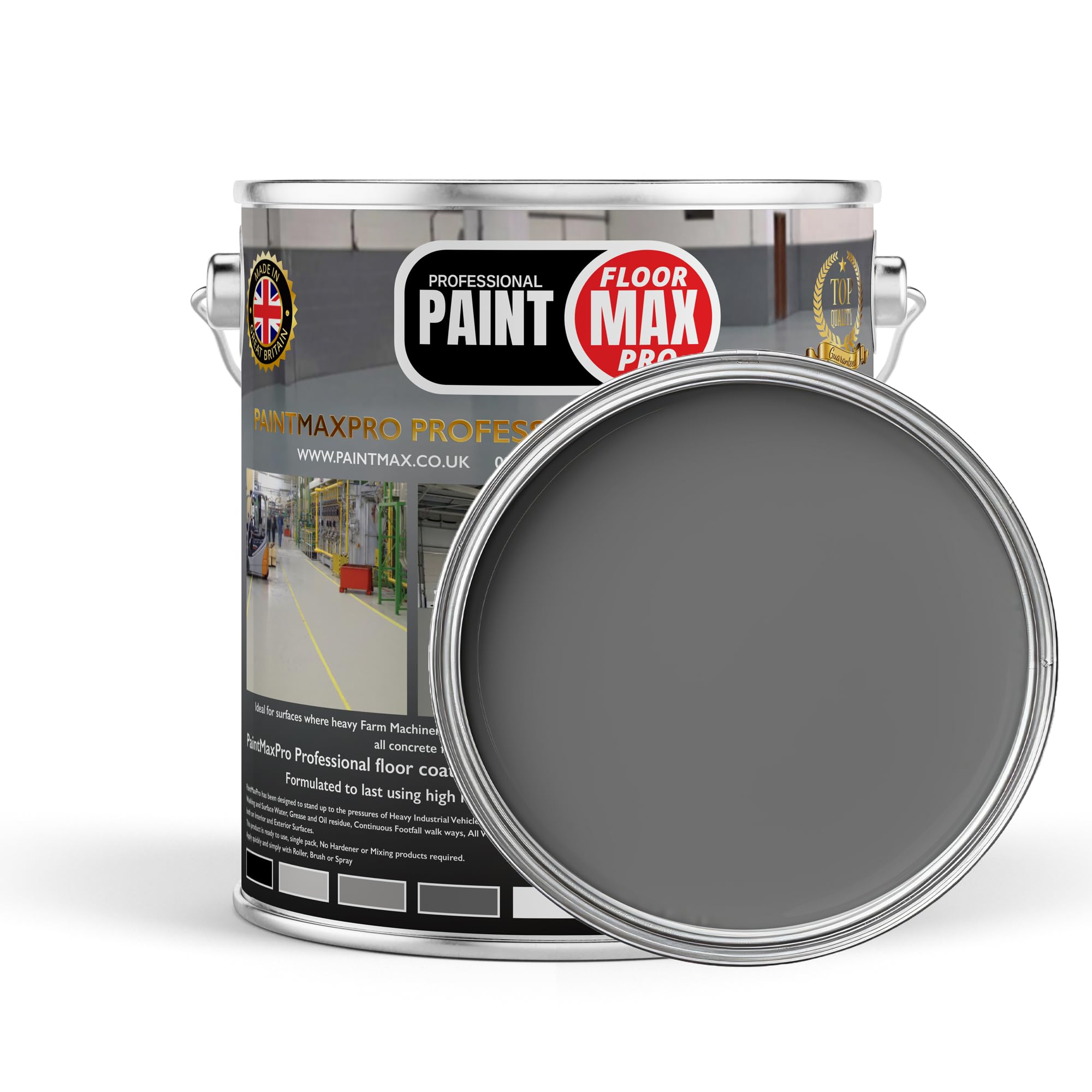 PaintMax 20l - Heavy Duty - PU350 Grey Concrete Floor Paint, Industrial Grade High Flex Polyurethane - Exterior/Interior Multi surface