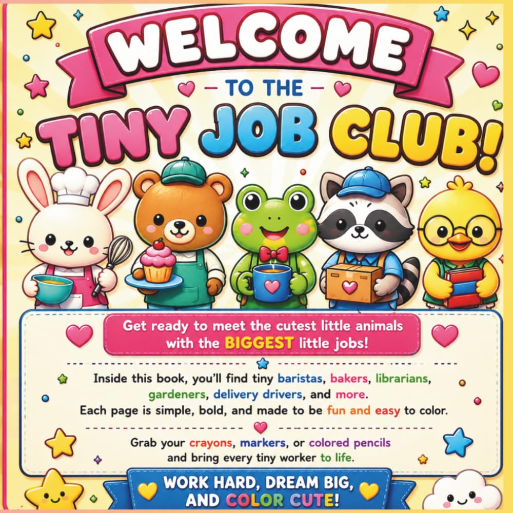 Welcome to the Tiny Job Club: Cute Animal Career Coloring Book