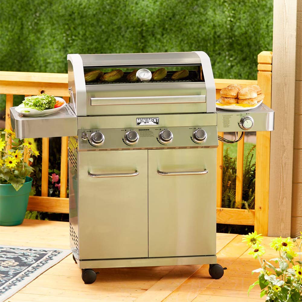 Monument Grills Larger Convertible 4Burner Natural Gas Grill Stainless