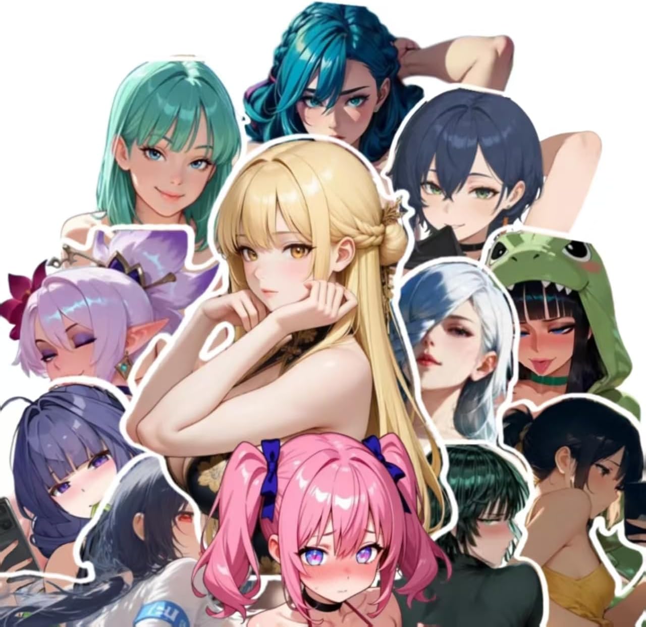 60Pcs Anime Girl Stickers, Hot Manga Waterproof Vinyl Decals for Adult
