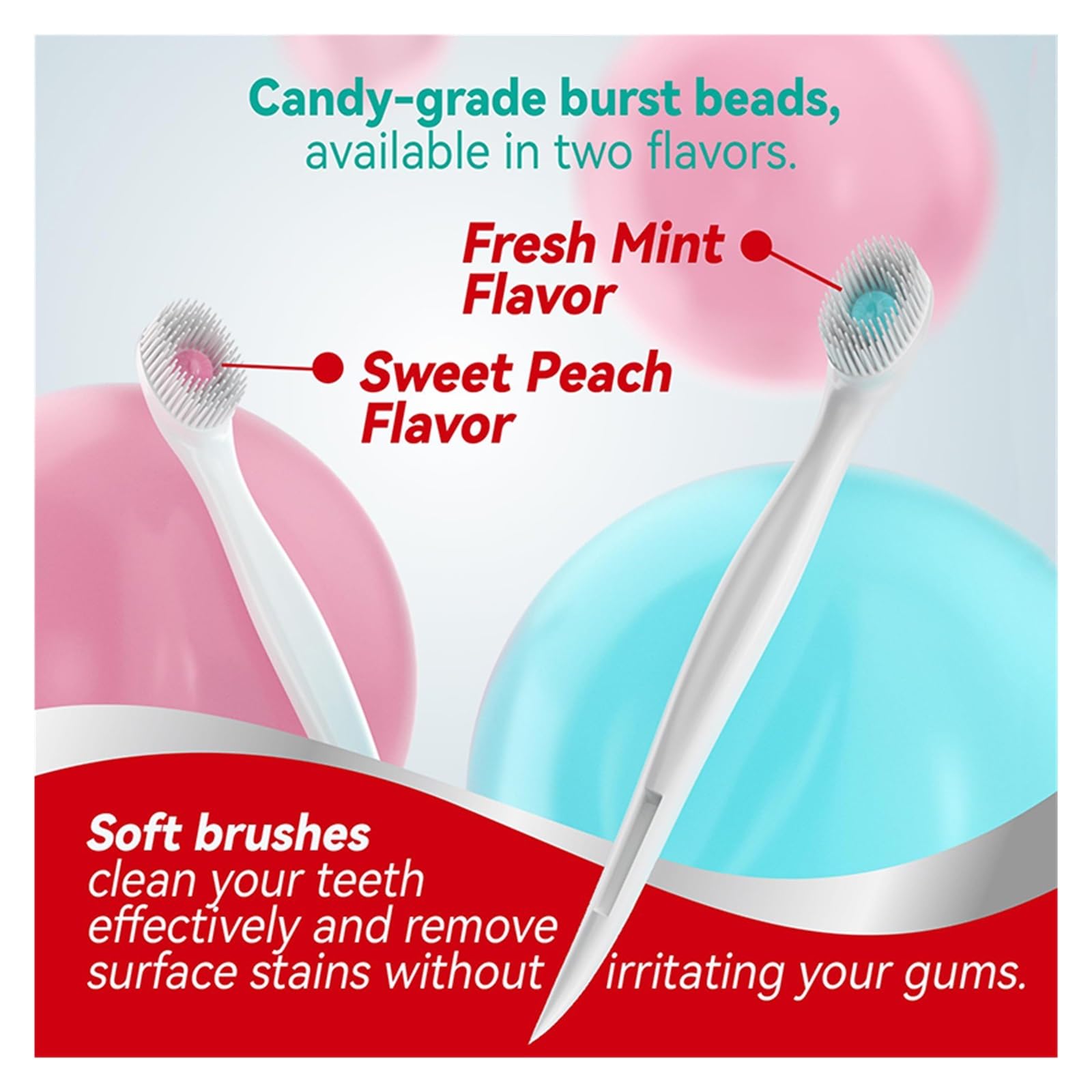 Spazzolino usa e getta con dentifricio menta pesca mini 6/18 pezzi | Spazzolino usa e getta senza risciacquo, setole morbide, portatile per viaggi(Peach flavor :18 piece)