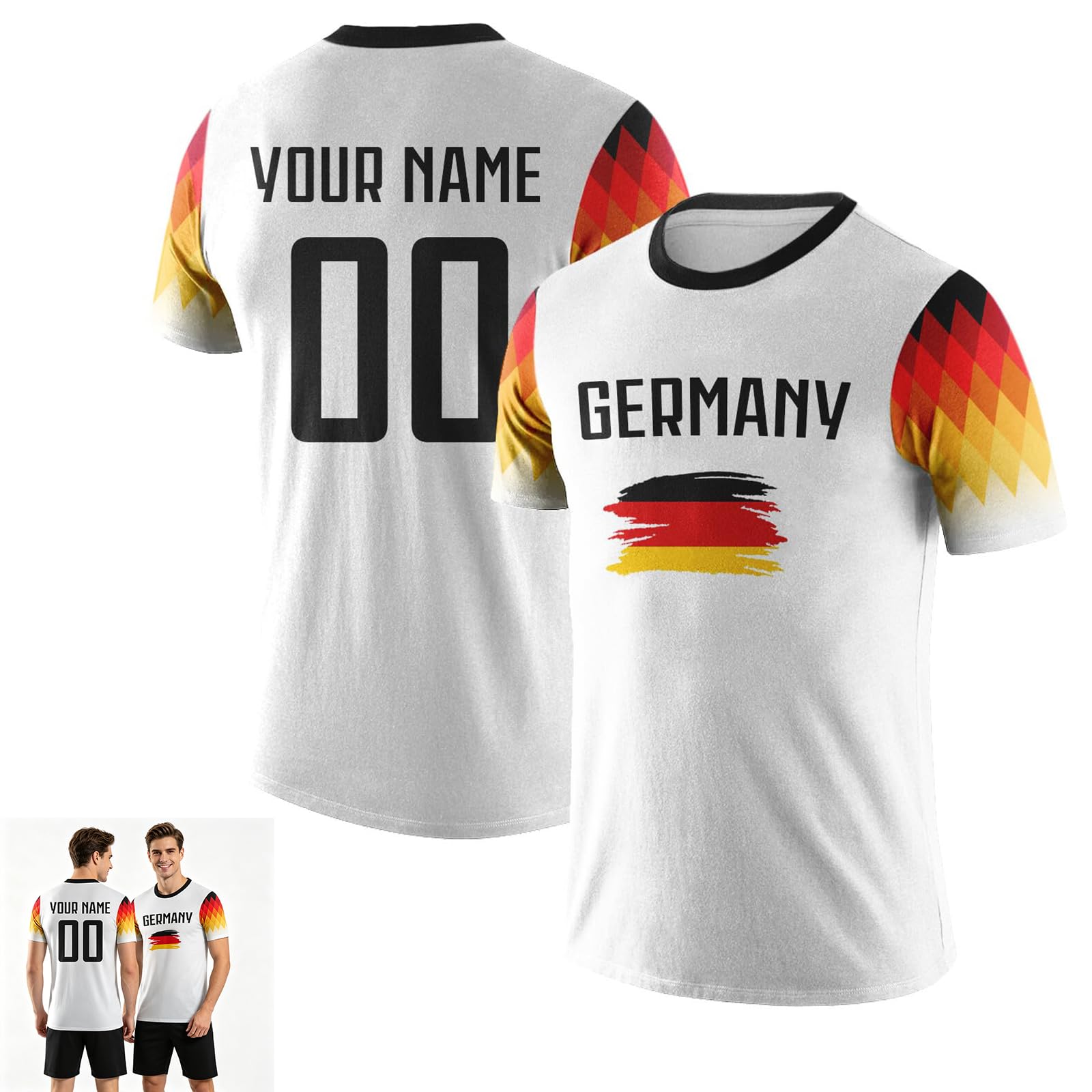 Personalised Football Shirt for World Cup 2026 Fans, Custom Football Shirts Names & Numbers, Retro Football Shirts for Men for Adults and Children, Breathable Custom Jersey (Germany)