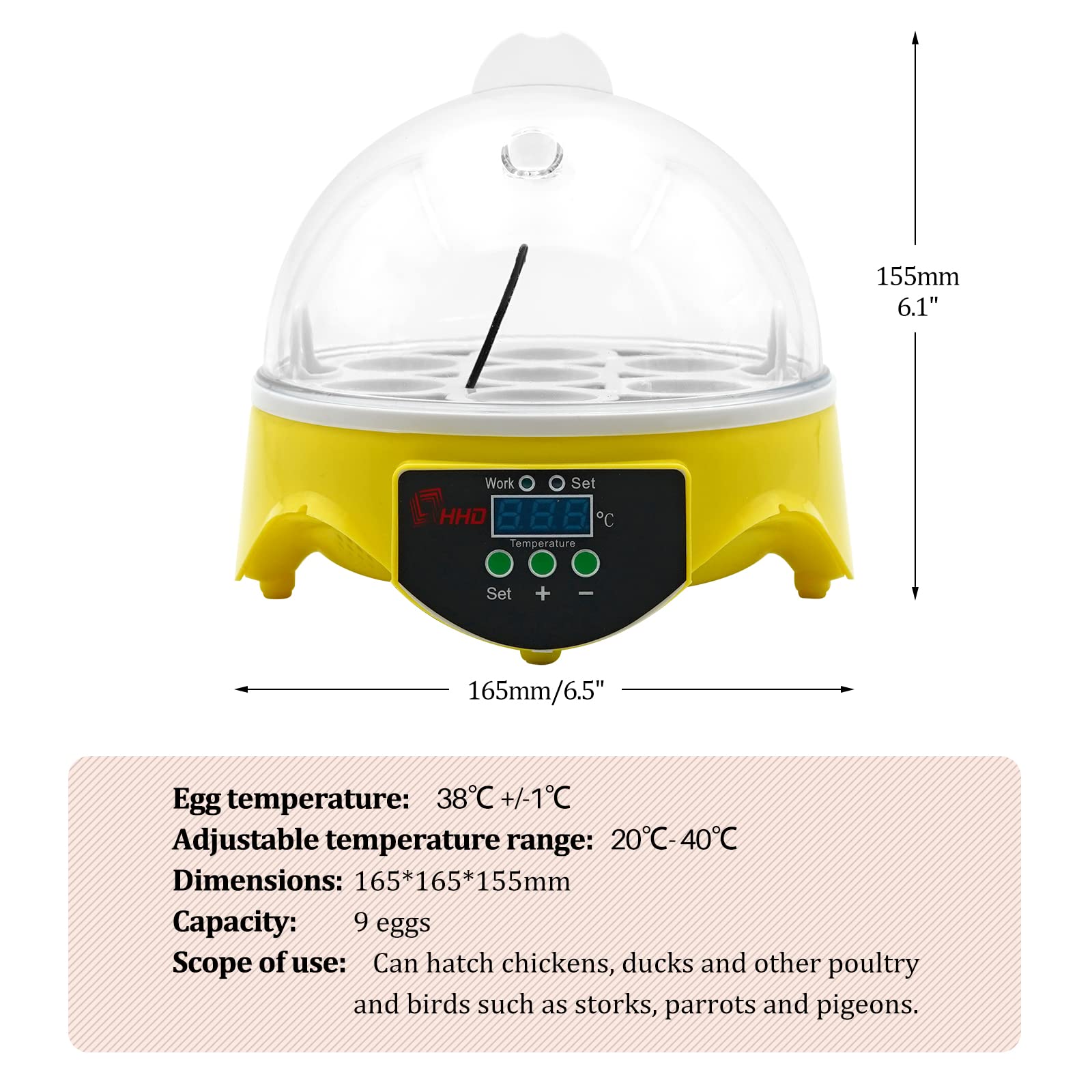 Incubadora de Huevos 7 Digital de Huevos conTemperatura Controlada, Pequeña Incubadora Avícola para Pollos, Patos, Codornices