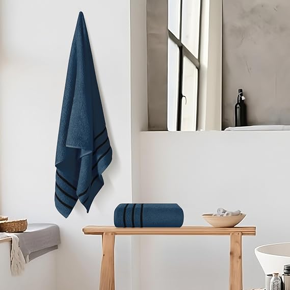 GLAMBURG Cotton 2 Pack Oversized Bath Towel Set 28x55 inches, Large Bath Towels, Ultra Absorbant Compact Quickdry & Lightweight Towel, Ideal for Gym Travel Camp Pool - Mineral Blue, 71636