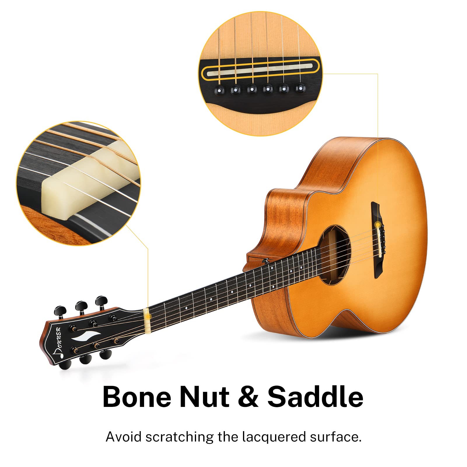 Donner DAF-410 Adult Acoustic Guitar 4/4 Folk Guitar with Bag