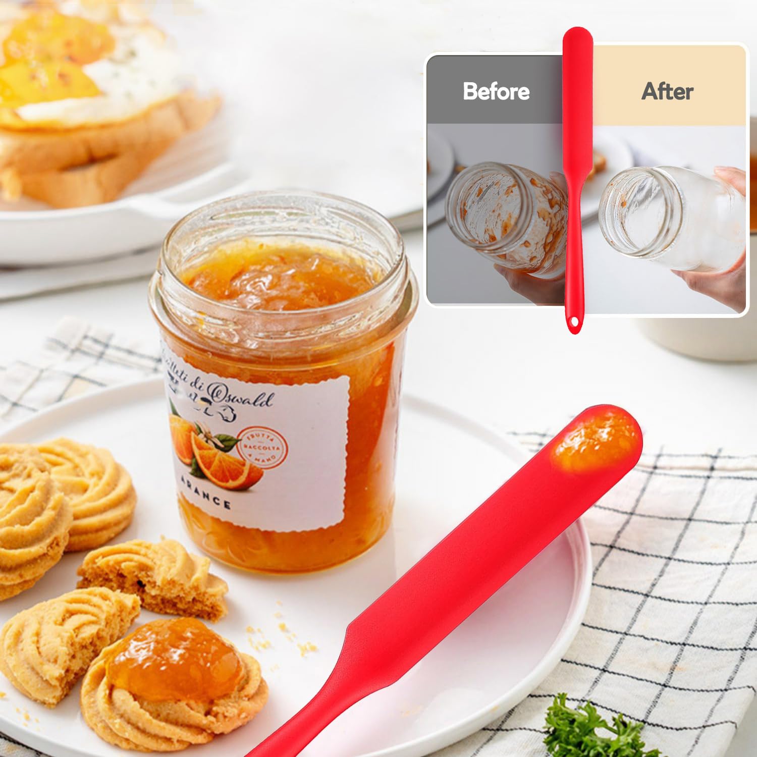 Silicone Jar Spatula, 3Pcs Spatulas Kitchen Set, Heat Resistant Jam Spreader for Baking Mixing Cake Cream Butter Scraper