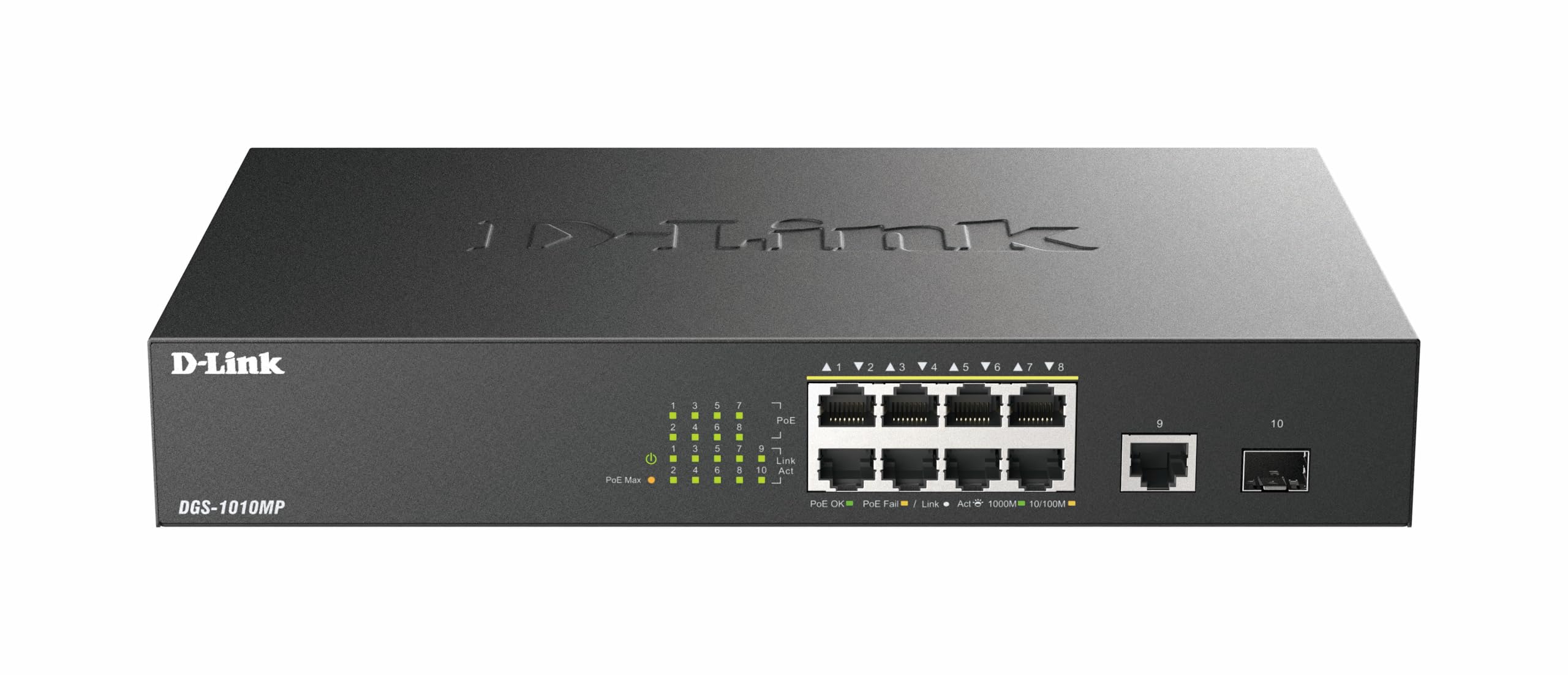 Black D-Link 10-Port Gigabit Poe Unmanaged Switch