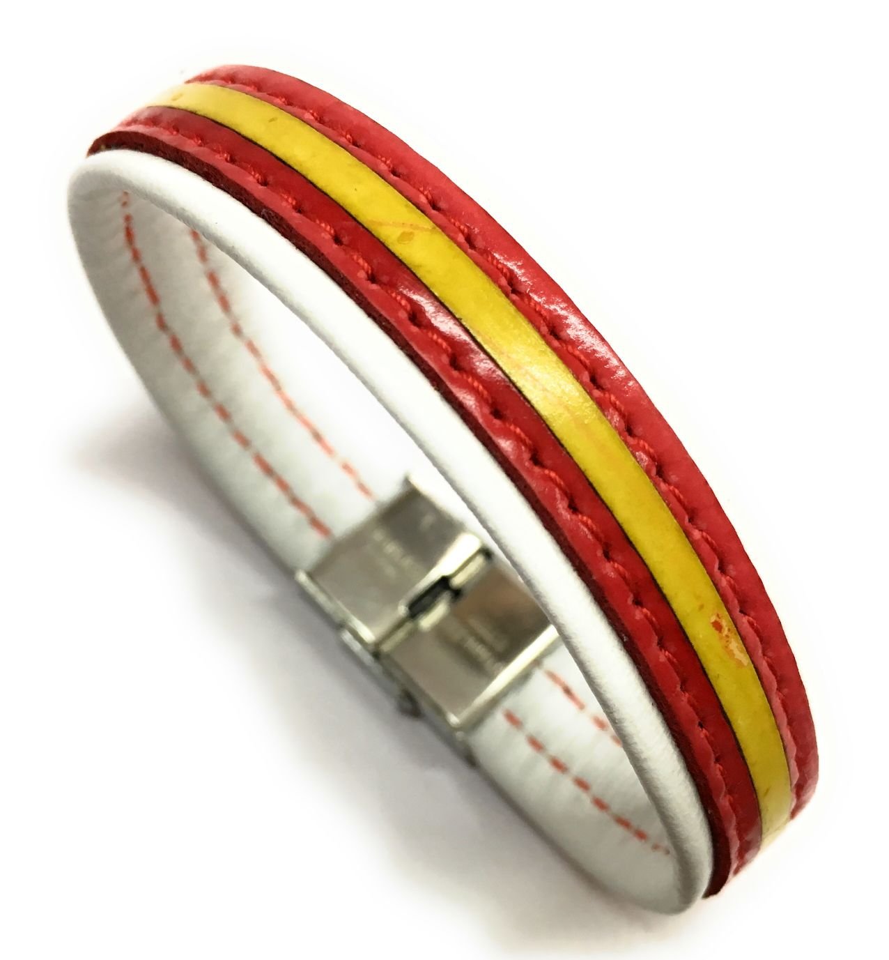 YOJAN PIEL | Pulsera De Cuero Bandera De España (Fabricada Artesanalmente) | Complementos de Moda Unisex para Hombres y Mujeres de Estilo Atemporal y Elegante | Regalos Originales y Exclusivos