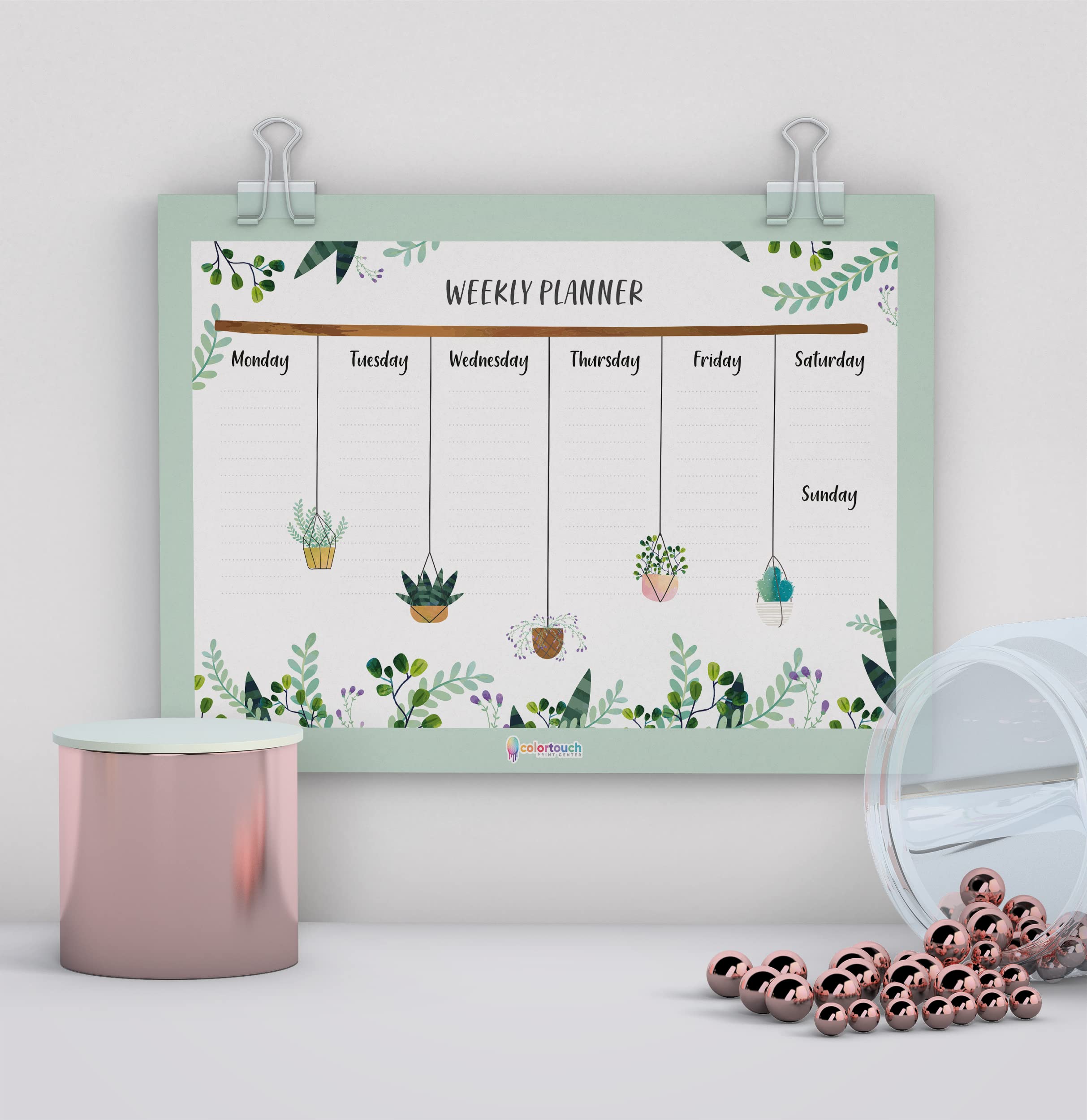 colortouch Haftalık, Günlük Planlayıcı Set - 50 Sayfa Tarihsiz Masaüstü Planner - Gençler, Kızlar, Yetişkinler için To Do List - 3 Parça - Green Serisi
