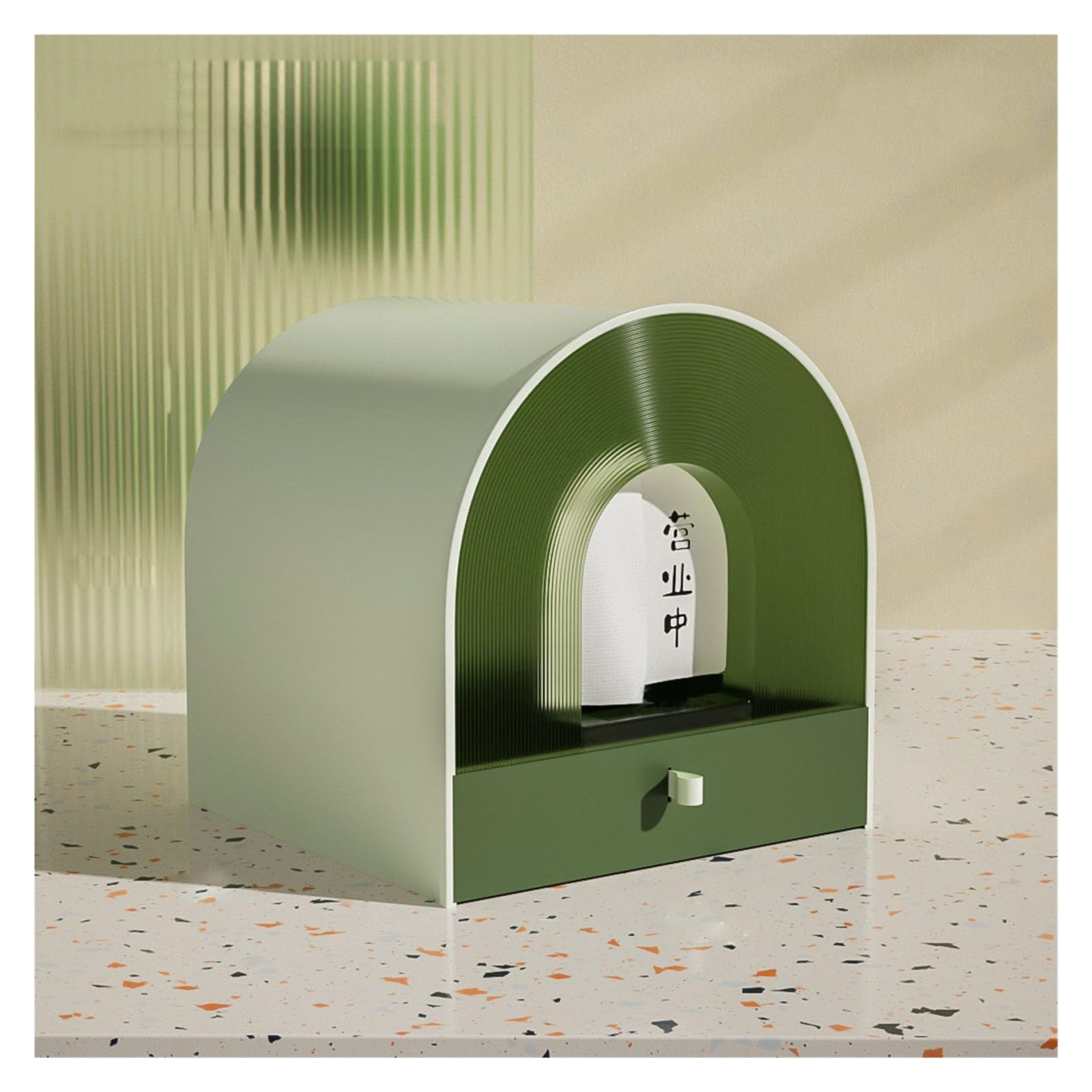 SDGBCXD cat litter tray, Cat Litter Tray, Fully Enclosed Box with Scoop, Hooded House with Drawer Type(Green One Size,Green)