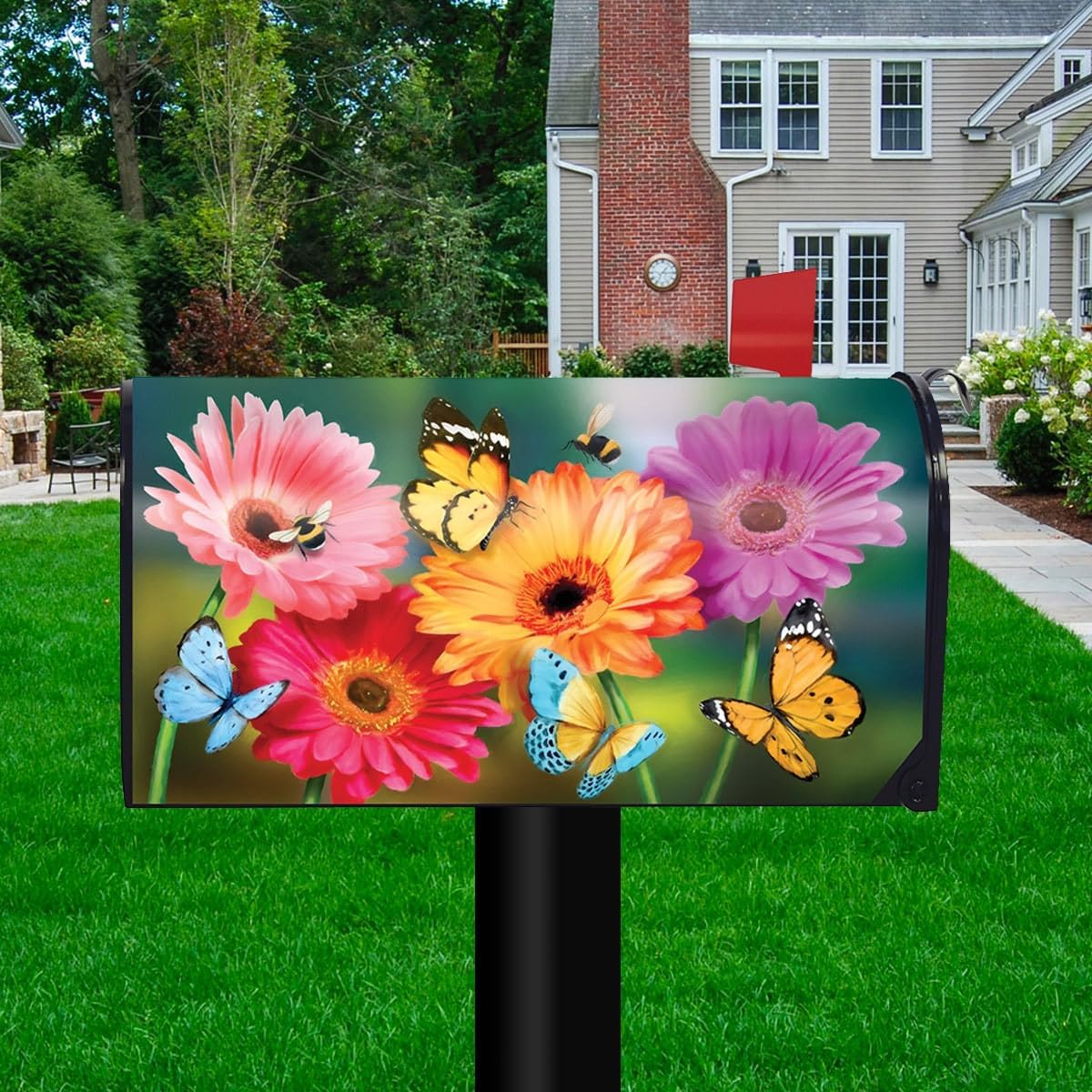 Briarwood Lane Garden Gerber Daisies Spring Magnetic Mailbox Cover Standard