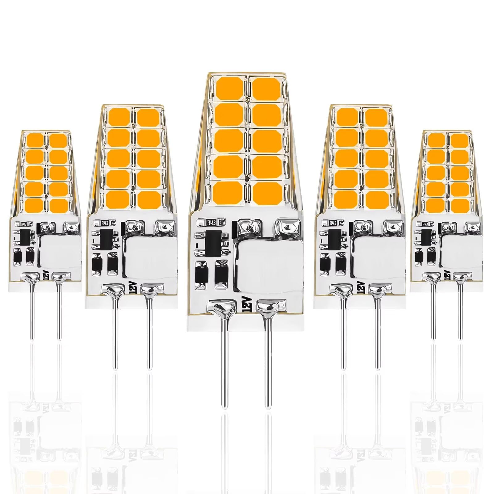 Xinwanhong G4 LED Lampe 5W, LED Birnen G4 Warmweiß 2700K, Ersatz für 50W Halogenlampen, 500LM, 12V AC/DC, LED Stifsockellampen, Kein Flackern Nicht Dimmbar, 5er Pack