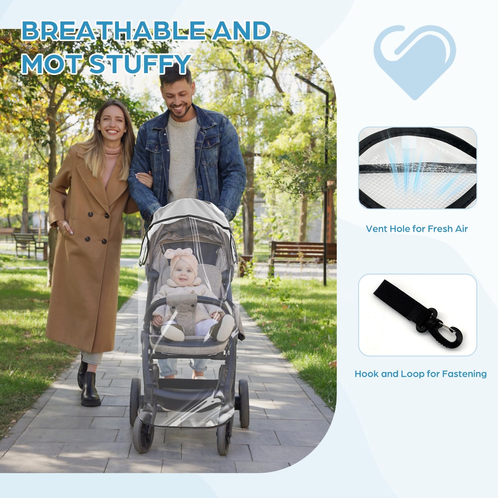 Yuaerbuo Universal Clear Stroller Rain Cover - Image 3