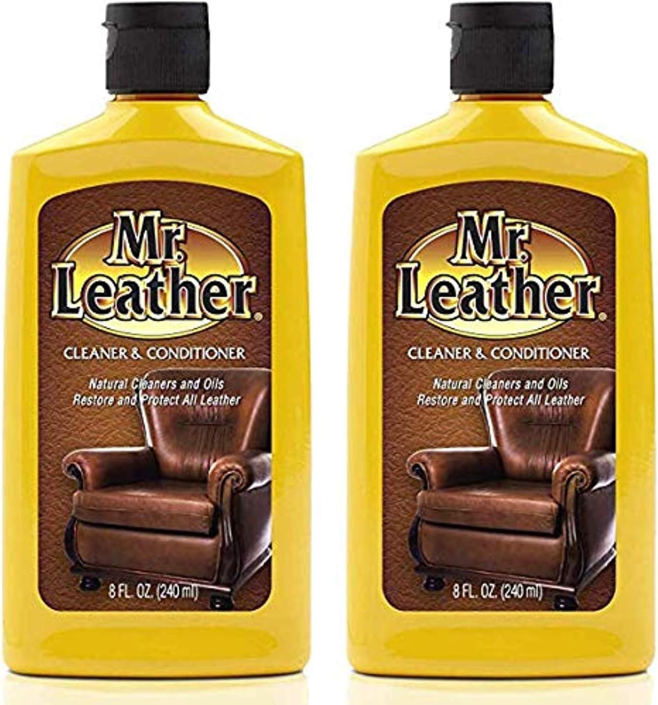 MR. LEATHER Leather Cleaner & Conditioner for Automotive, Upholstery, Leather Luggage and Bags (Liquid Pack of 2)