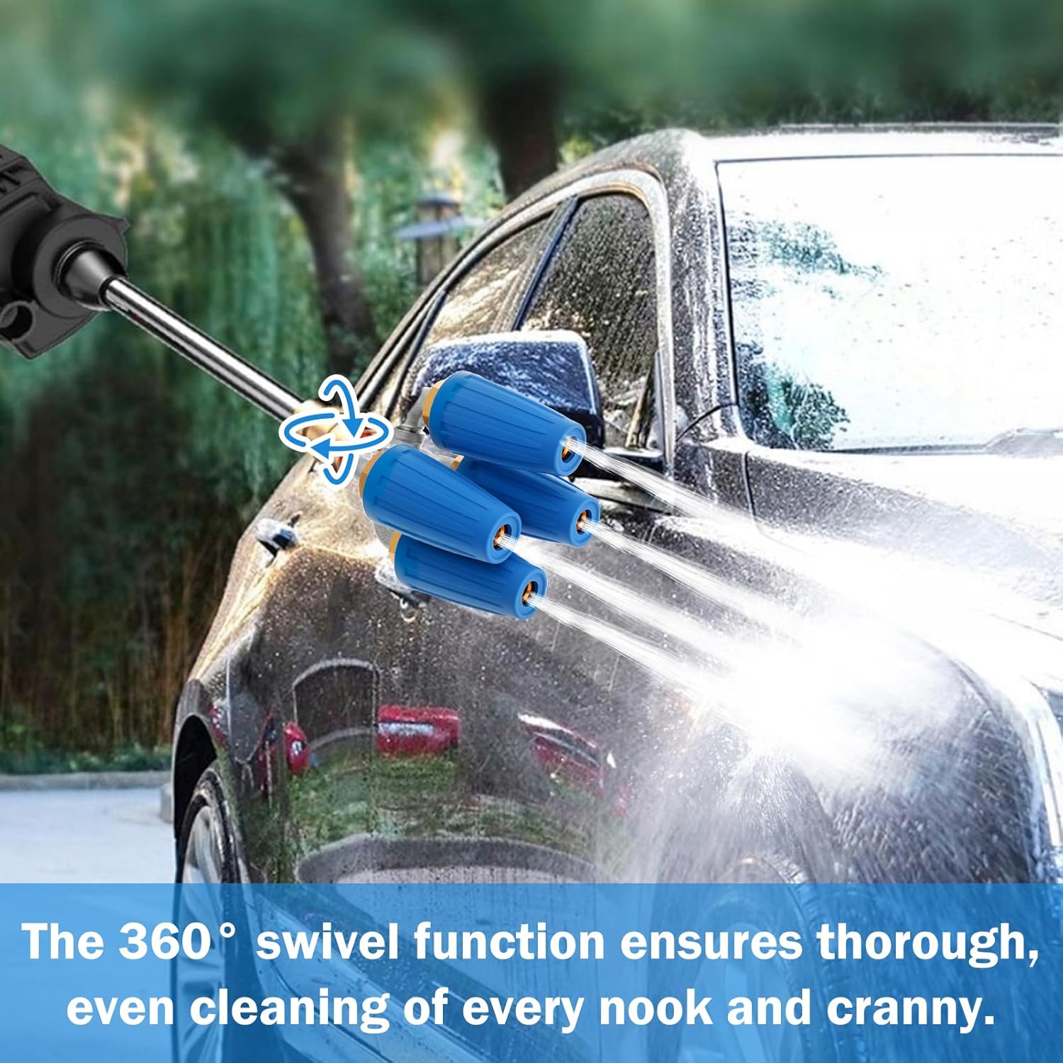 Turbo Nozzle Pressure Washer, 4000 PSI Rotating Power Washer Quick Release with 360°Rotating Spray Nozzle, 2.0 Orifice Universal Pressure Washer Nozzle Tips (4 Heads)