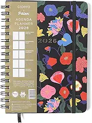 AGENDA PLANNER WIRE-O 2026 DOCE FLORADA SEMANAL ANOTACOES A5 PRETO