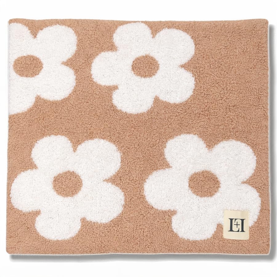 Image of L+L USA Retro Daisy Flower Baby Blanket 28 inchx40 inch - DreamSoft Throw for Crib, Stroller or Car Seat - Soft Blanket /Newborn Nursery Gift Essential for Toddler, Infant, Kids, Boys & Girls (Cafe /White)