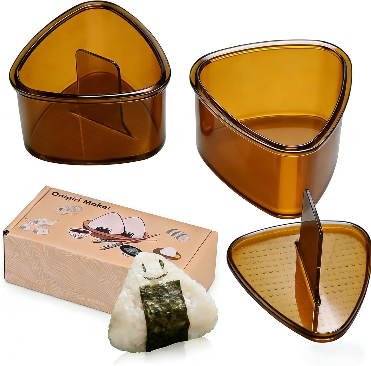 2PCS Onigiri Rice Ball Mold, (Clear Amber)