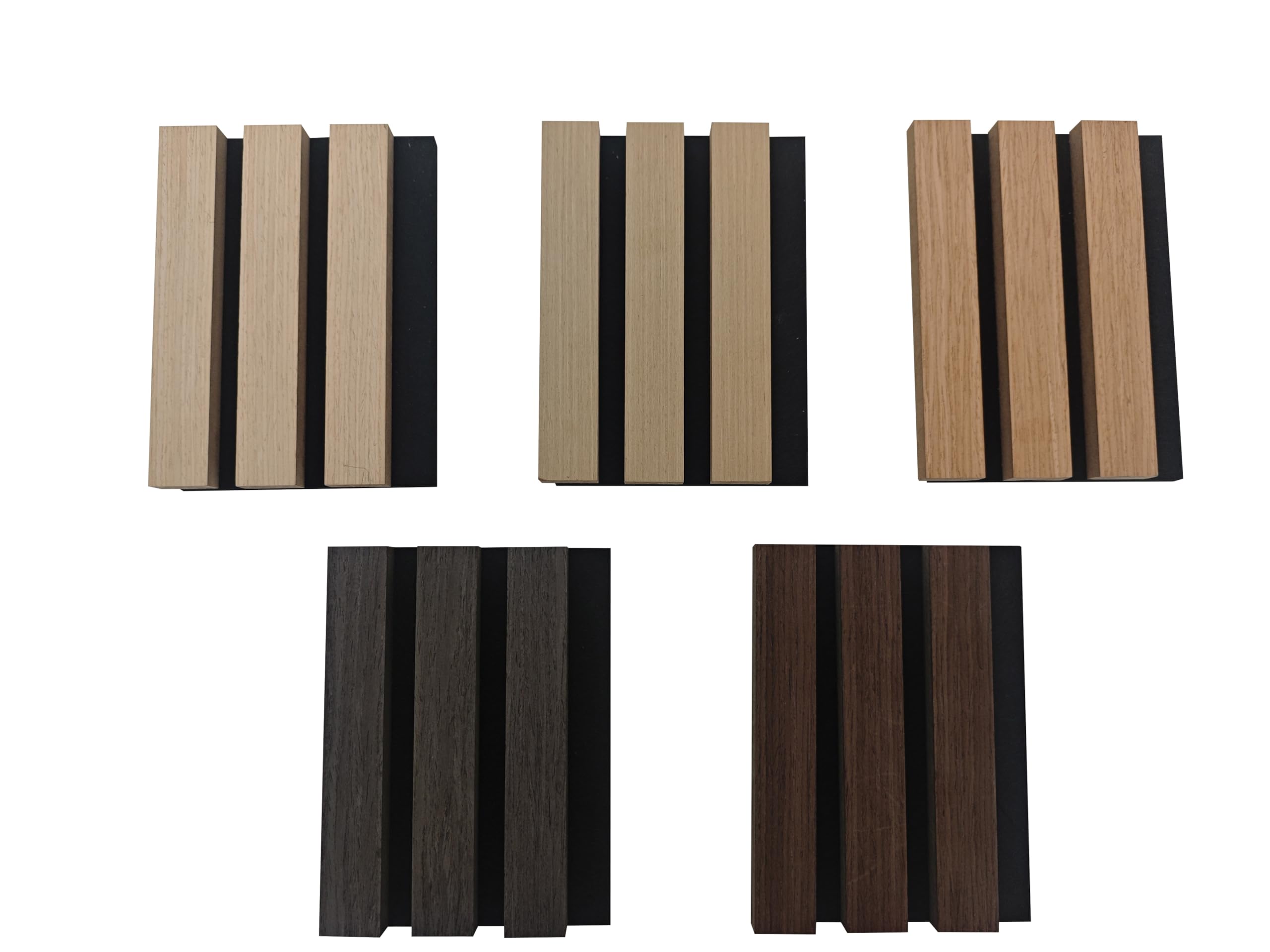 Lot de 2 - 260×30cm panneaux muraux acoustiques MDF Chêne foncé | Panneau acoustique mural pour studios, salons, bureau, comptoir - Fond feutrine noir