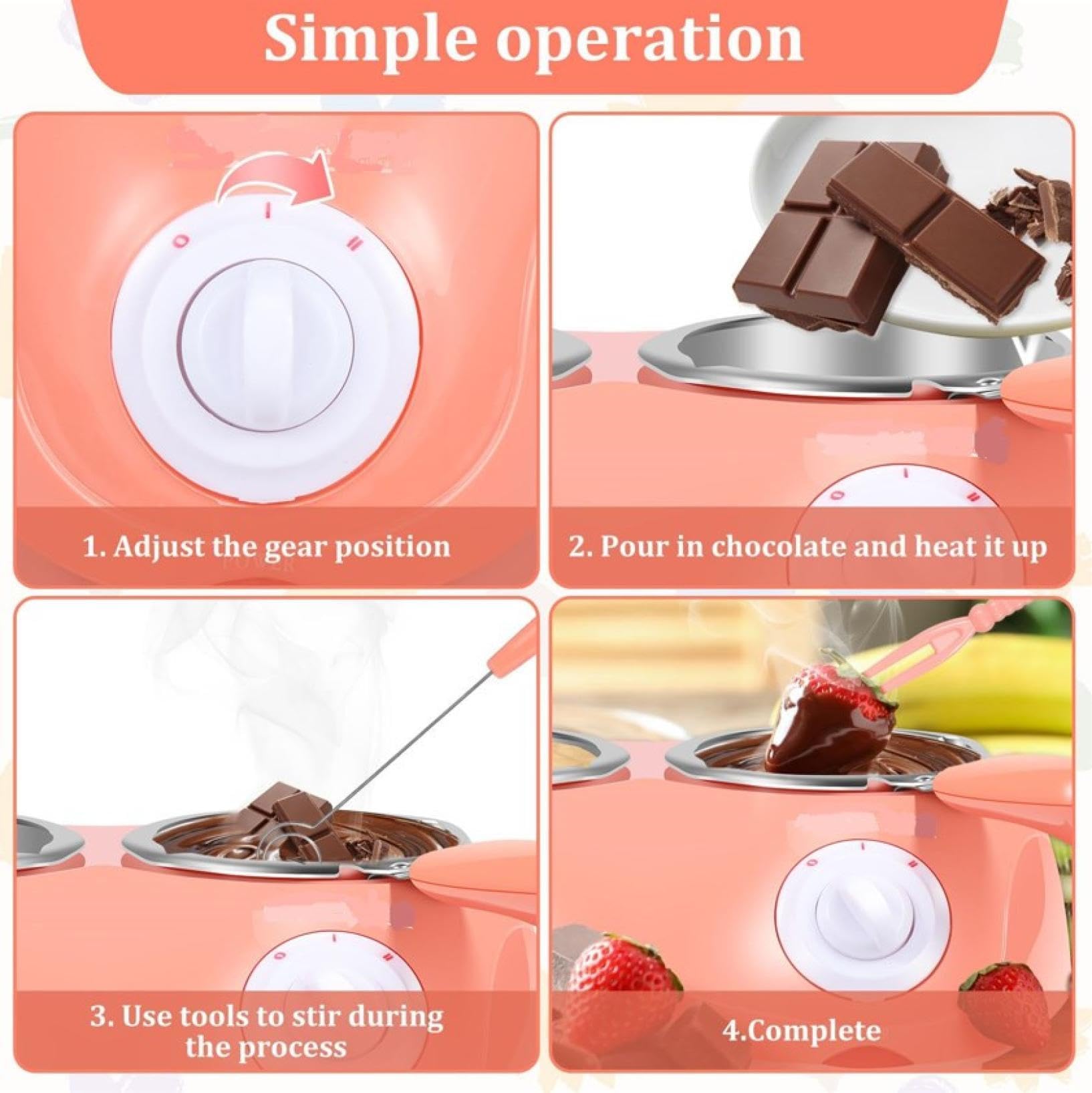 Machine à chocolat chaud - 250/500 g - Avec contrôle indépendant de la température - Double pot pour beurre, fromage, crème, bonbons - Outils de bricolage inclus