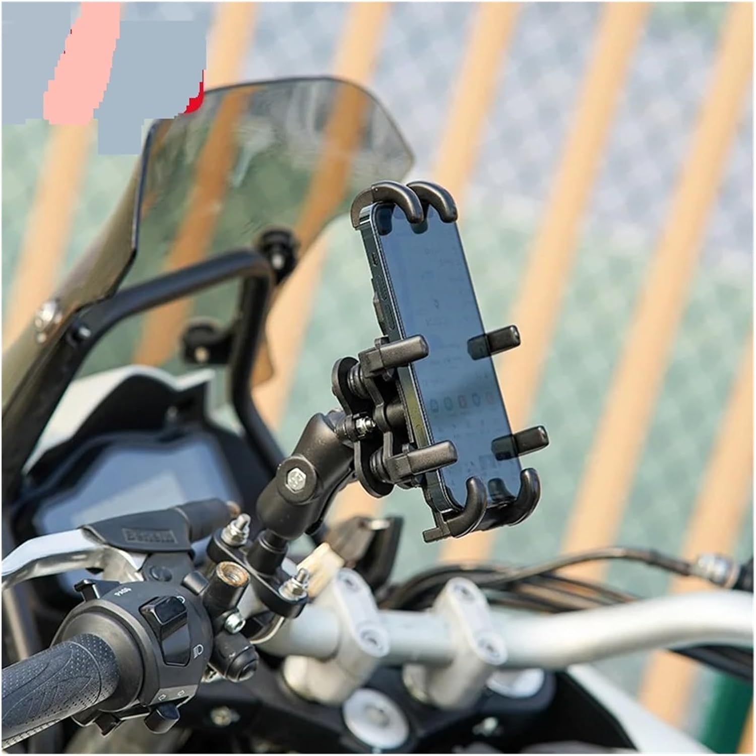 Bike Phone Mount Universal Motorcycle Bike Mobile Phone Holder Aluminum Bicycle Riding Navigation Bracket GPS Shockproof Handlebar Bicycle Phone Holder(NH)