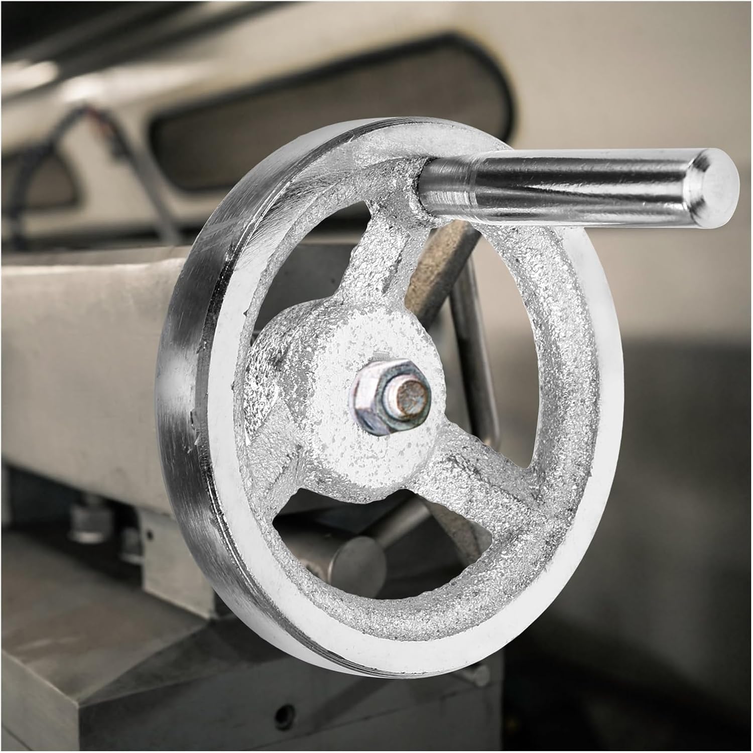 Lathe Handwheel 2Pcs Square Edge Cast Iron Handwheel Metal Round Hand Wheel Crank Handle Carbon Steel Revolving Knob Mechanical Machine Part