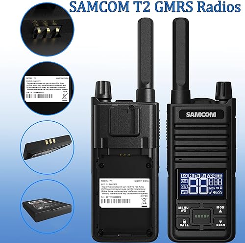 Miniatura 4 de SAMCOM Batería de repuesto GMRS Radios bidireccionales, compatible con Walkie Talkies T2 de mano 1100mAh GMRS para adultos de largo alcance, 1