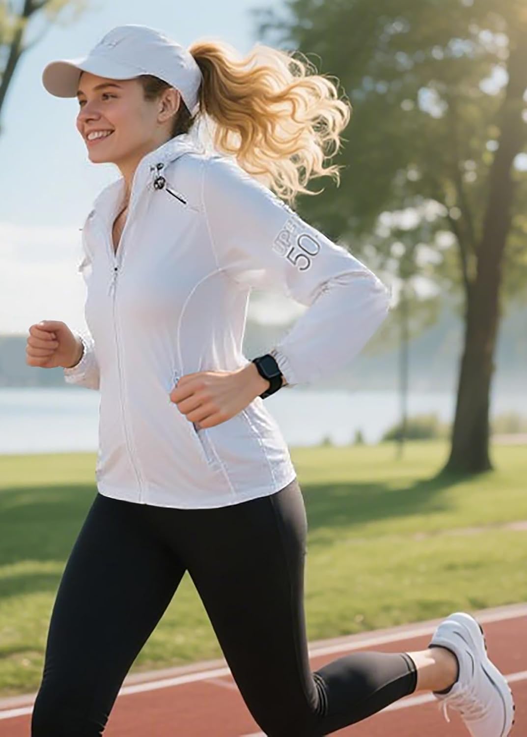 Cromoncent Women's UPF 50+ Sun Protection Jacket Hooded Cooling Shirt Athletic Jacket for Women with Pocket - Image 7