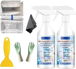 Freezer Defroster Spray, Fast-Acting Fridge & Freezer Defrosting Spray for Ice Buildup Removal, Powerful Refrigerator De-Icer Cleaner, Easy to Use, Streak-Free Finish (2PCS)