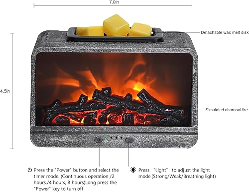 Miniatura 3 de MeplLivs Calentador eléctrico de cera con llama dinámica para chimenea, placa calefactora PTC, quemador de cera monocromática, calentador de cera