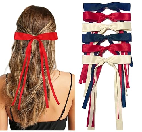 Lazos para el pelo para mujer, pinzas para el cabello, lindas cintas para el pelo con colas largas, lazos para niñas, lazos para el cabello,