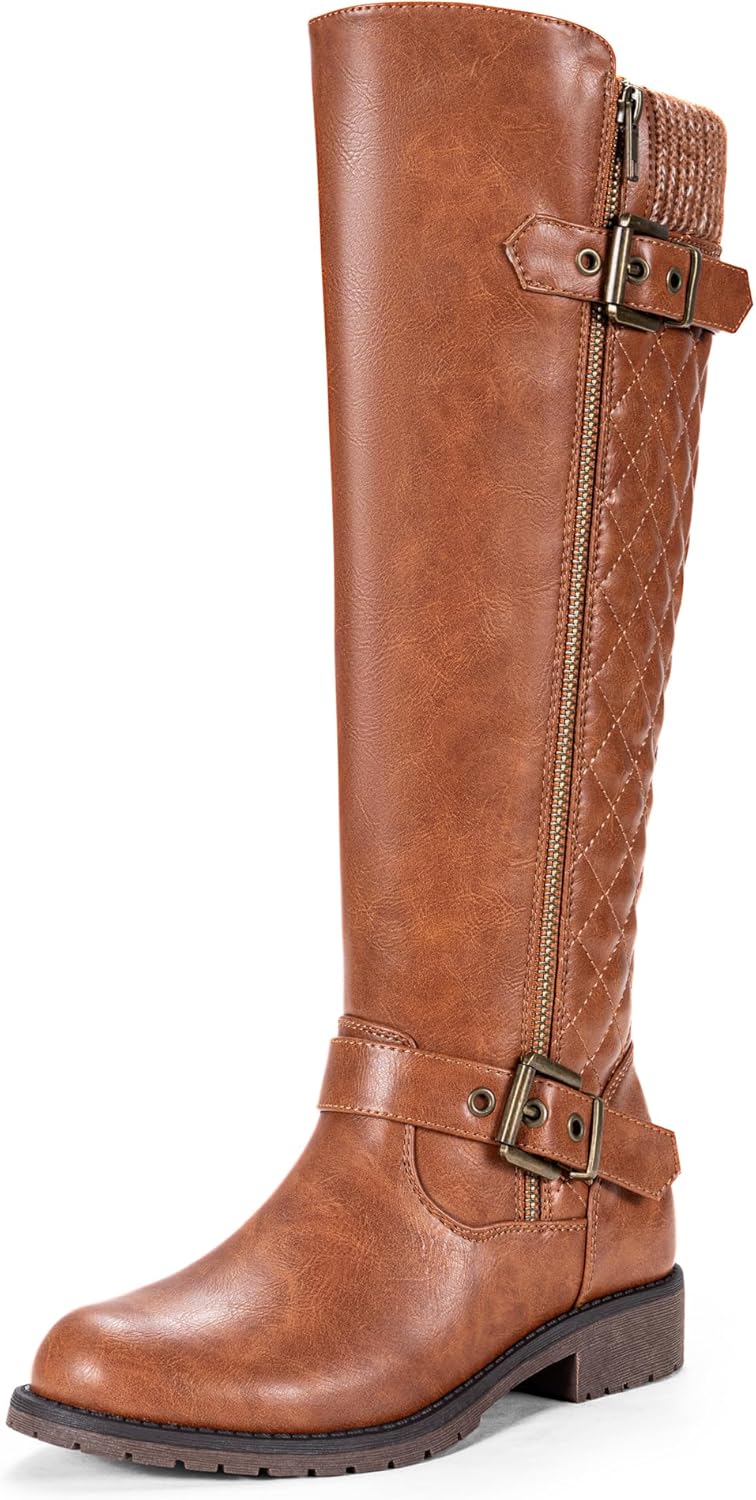 Jeossy Women's 950 Knee High Riding Tall Boots, Comfortable with Metal Buckle and Zipper Boots with Wide Calf and Wide Widths