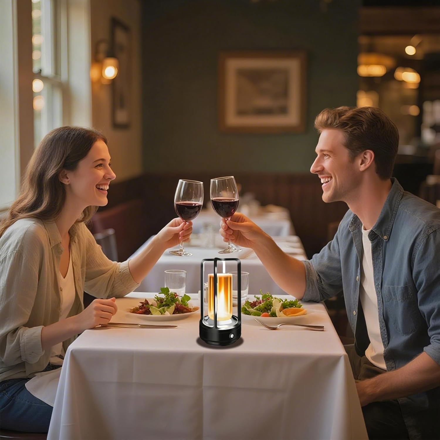 Portable Metal Table Lamp, 4000 mAh Rechargeable Outdoor Table Lamp, 3 Color Stepless Dimmable Cordless Table Lamps for Patio, Camping, Coffee Table Decor for Indoor/Outdoor (Black Set of 2)