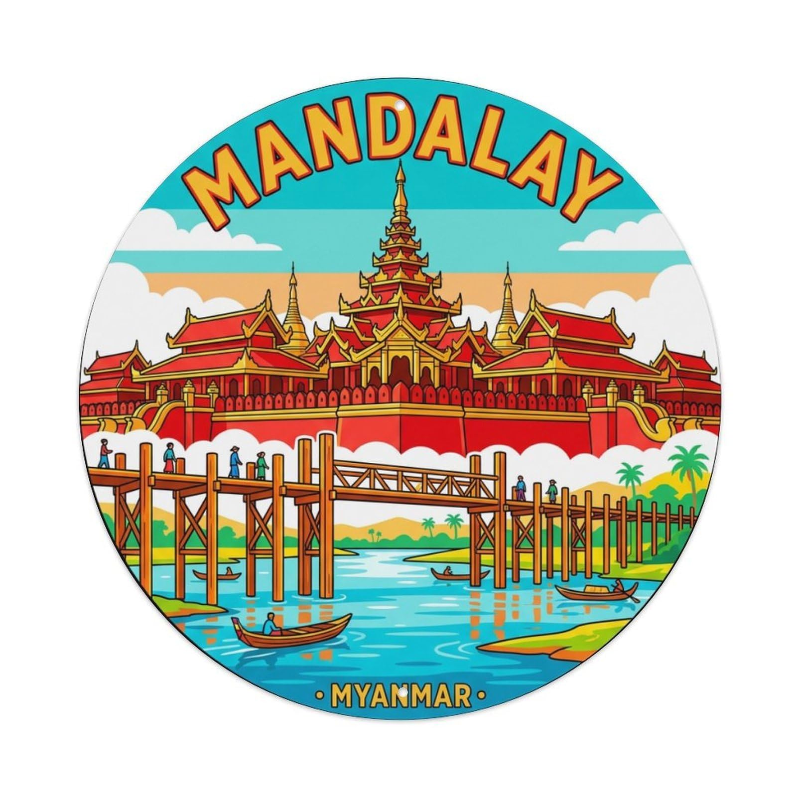 Retro Travel Myanmar Mandalay Metal Tin Sign