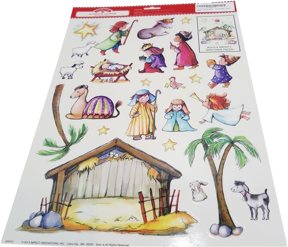 Christmas Reusable Window Clings ~ Build Your Own Nativity Scene (23 Clings, 1 Sheet)
