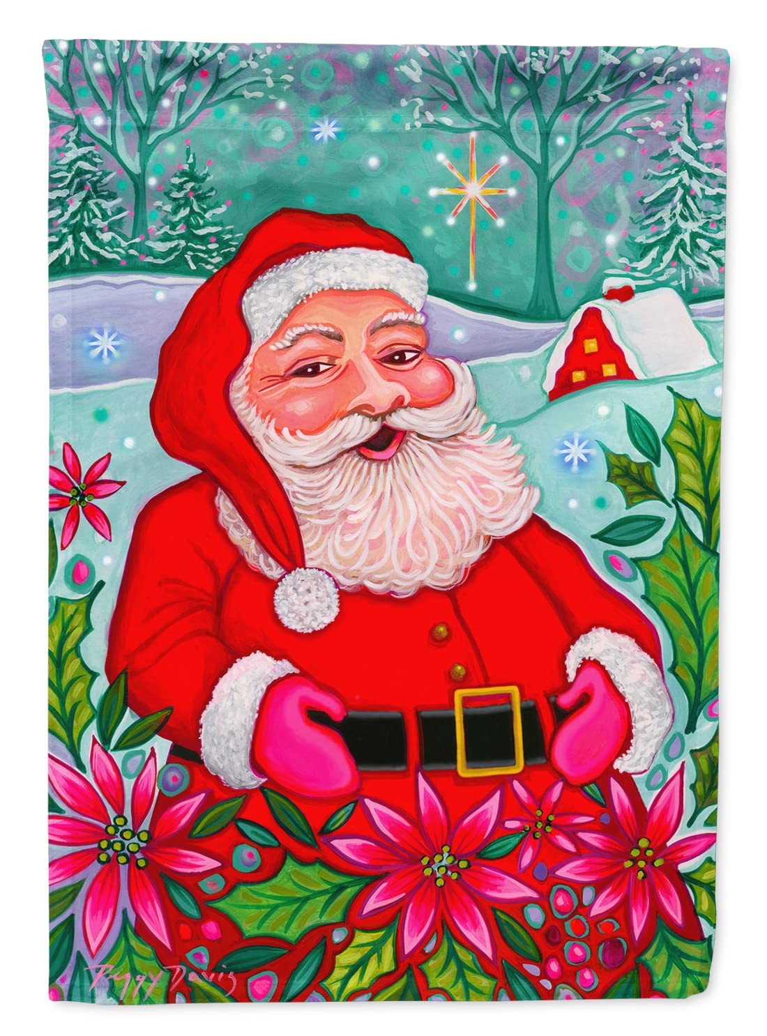 Drapeau du Père Noël Ho en polyester pour embellir facilement votre façade de maison