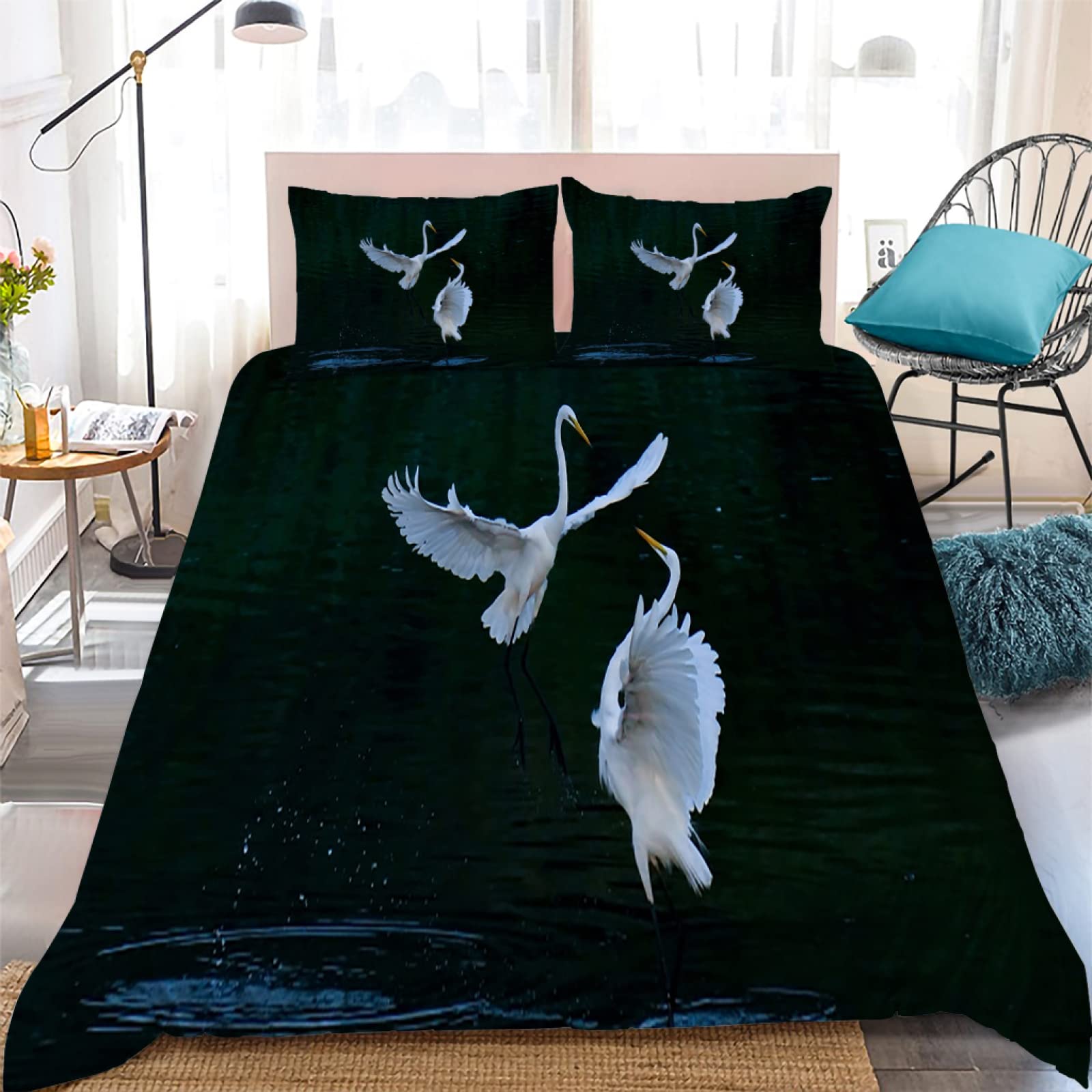 Parure de lit 2 personnes vert foncé pour créer une ambiance nature chic