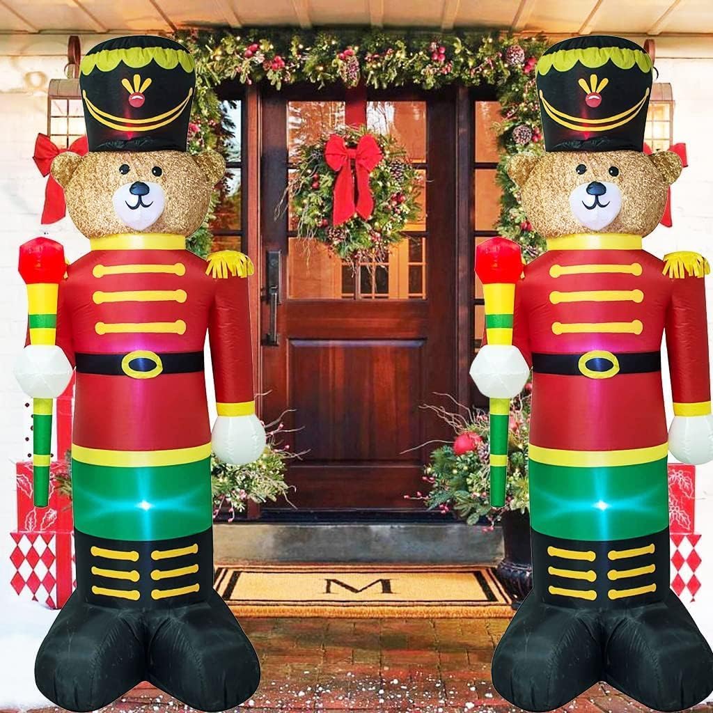 Ycolnaefllr 8 Foot Christmas Inflatable Nutcracker Soldier LED Light Up Decor Outdoor Holiday Decoration Blow Up Soldier Model Scene for Garden Indoor Porch Lighted Christmas Party