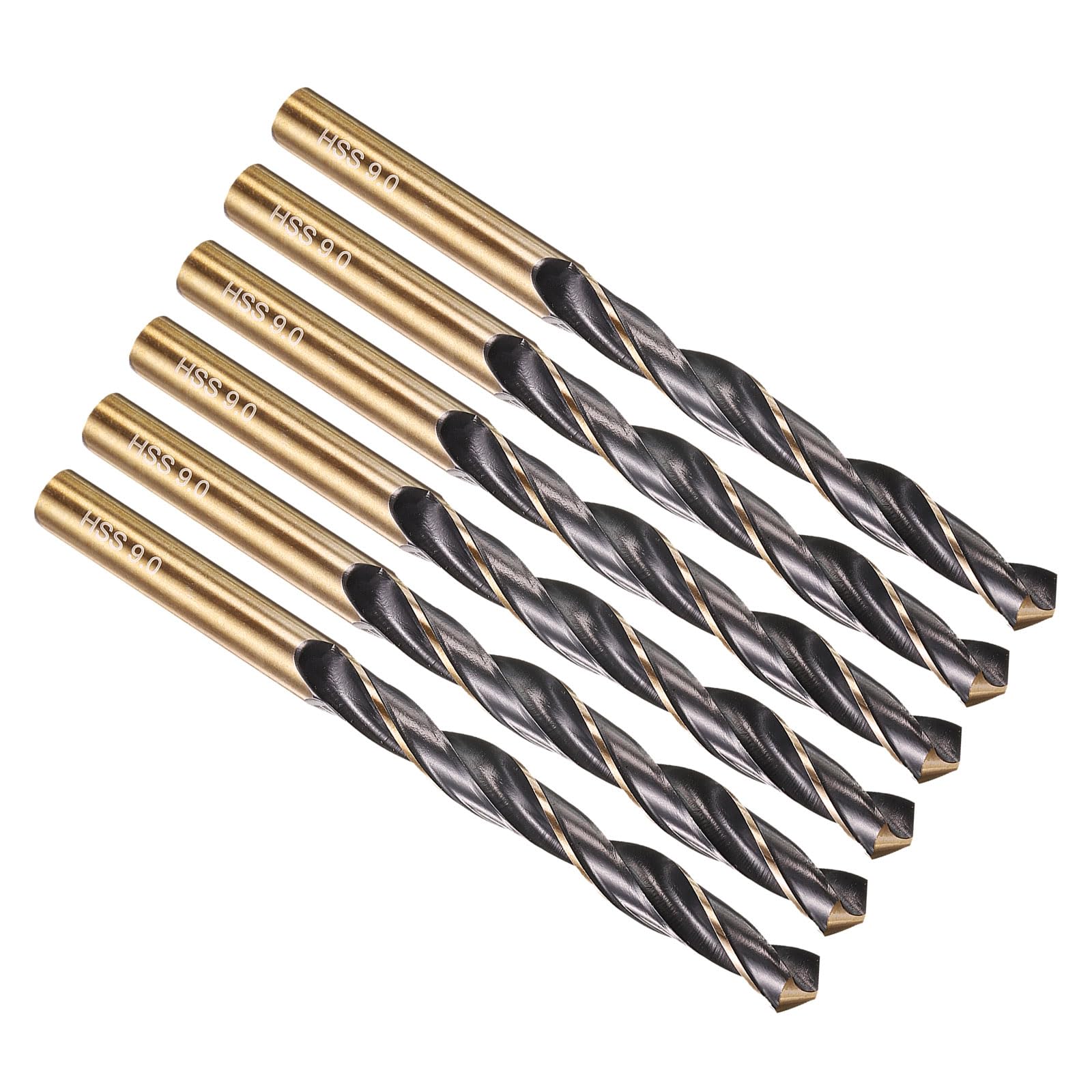 PATIKIL 9mm Drill Bit, Jobber Straight Shank M2 High-Speed Steel 135° for Stainless Steel Hard Metal - 6 Pack — image 1