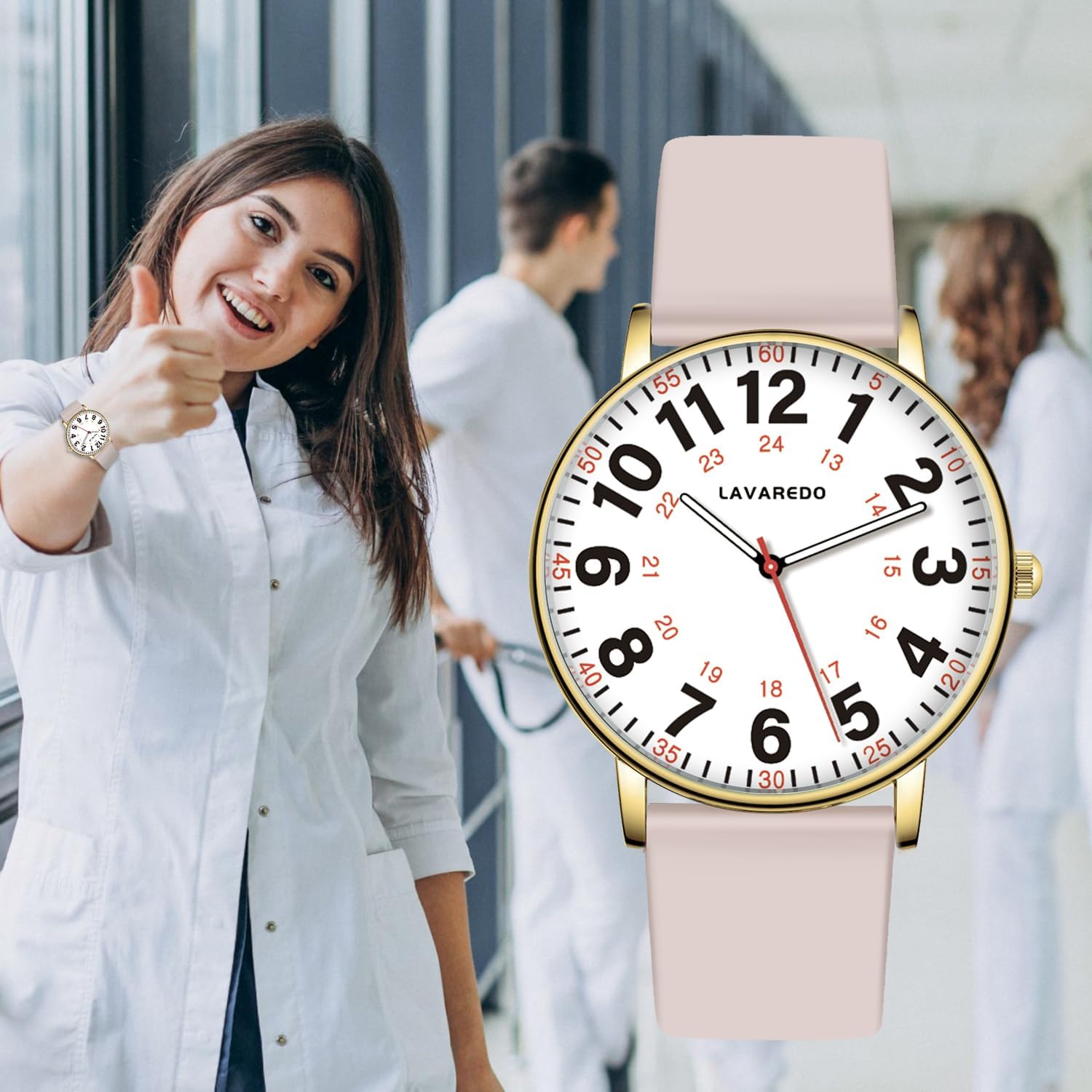 Nurse Watch for Nurses Doctors Women Men,Waterproof Analog Watches with Luminous Dial and Japanese Quartz Movement,Easy to Read Military Time Watch with Second Hand, 12/24 Hours,Silicone Band - Image 6
