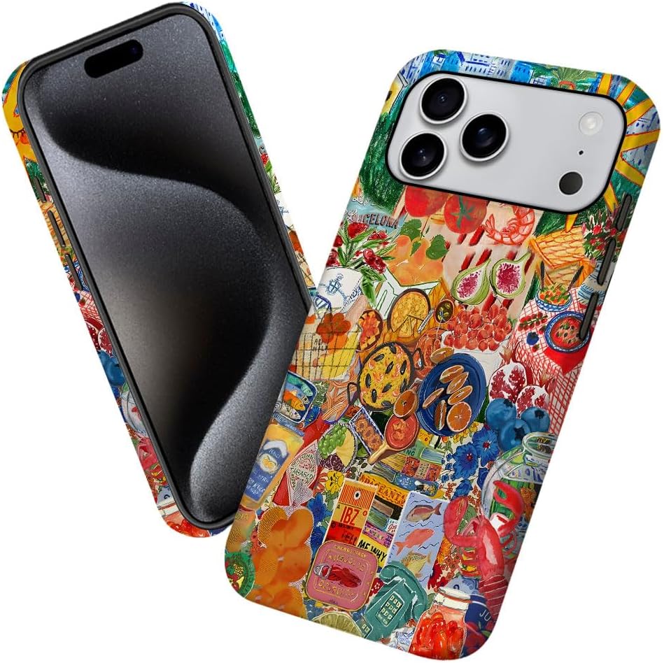 Case for iPhone 17 Pro Max,Sun Food Fish Fruit Collage Phone Case Military-Grade Drop Protection Cover for Women Girl - Frosted