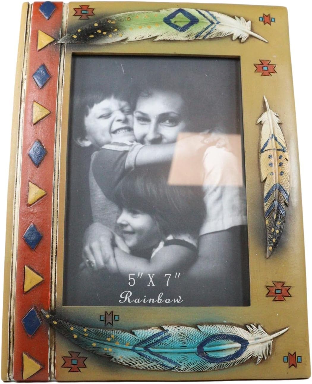 Ebros Gift Southwest Boho Native American Indian Tribal Eagle Feathers With Aztec Vector Arrows Wall Or Desktop Easel Back Photo Picture Frame Figurine