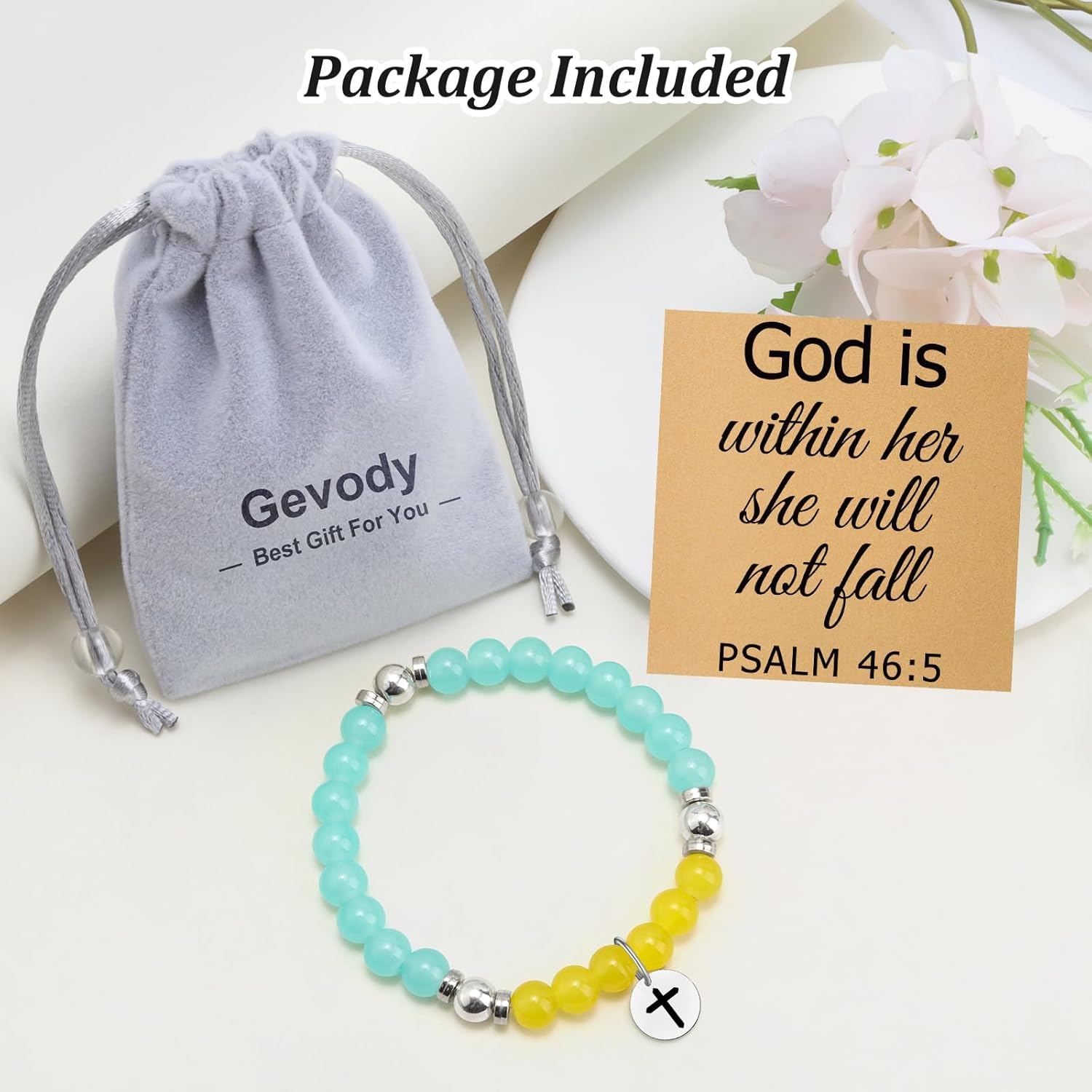 Christian Beaded Bracelets for Women Inspirational Religious Gifts Beads Bracelet Christians Baptism Gift for Friend Easter Mothers Day Birthday Present First Communion Religious Stretch Jewelry - Image 5