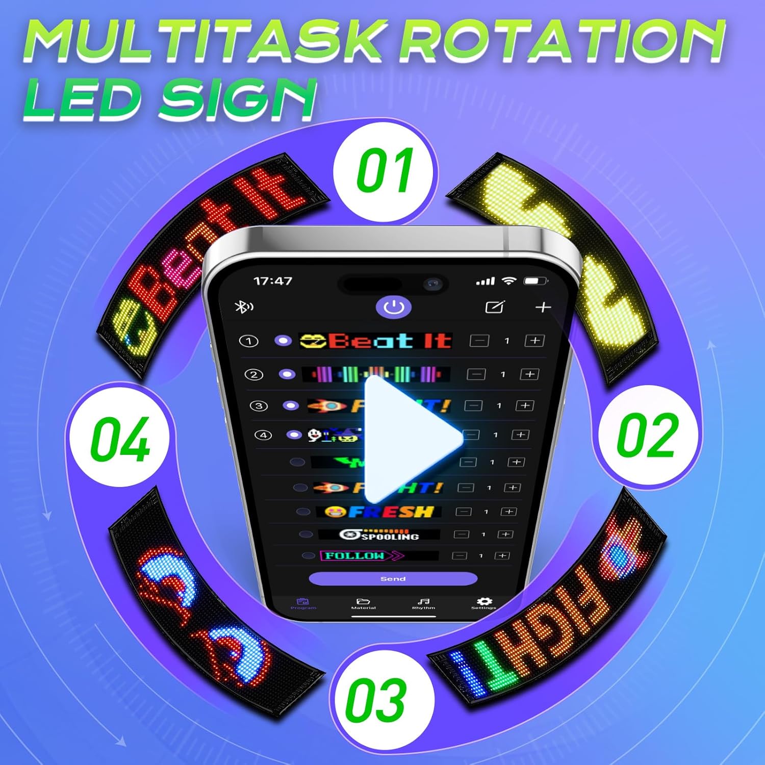 Devil Eyes Light for Windshield, 23"×5" Flexible Bluetooth APP Control Scrolling LED Car Sign Full Color Display Custom Text Pattern Animation Programmable LED Sign for Car Truck (1PCS)