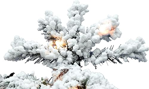 Miniatura 2 de Vickerman Árbol de Navidad artificial de abeto flocado de 6 pies con 300 luces transparentes, árbol sintético cubierto de nieve, decoración de